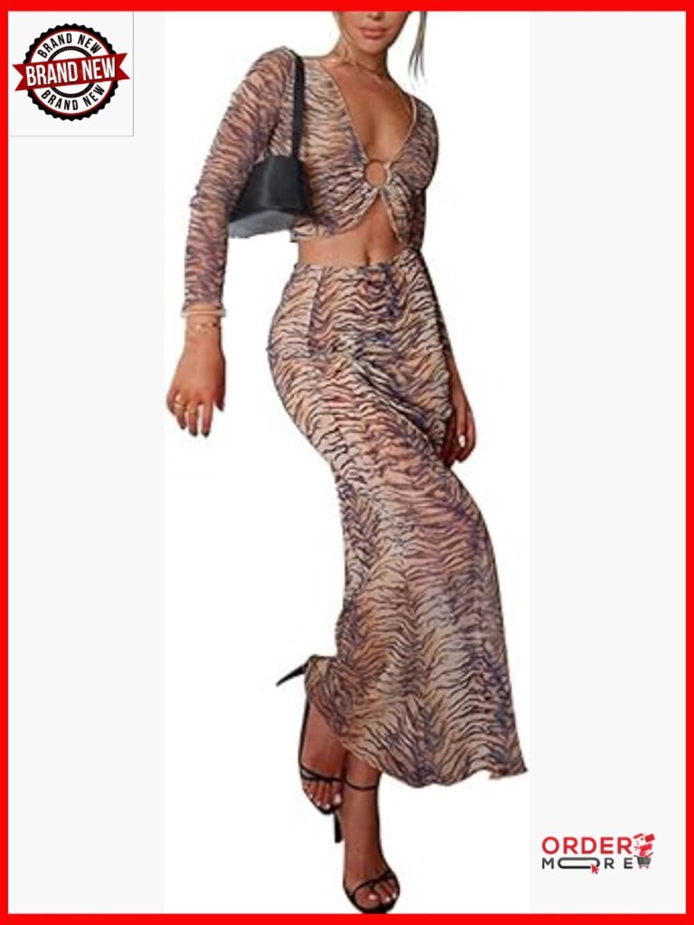 Sexy 2 Piece Outfits Crop Top & Maxi Bodycon Skirt Going Out Set